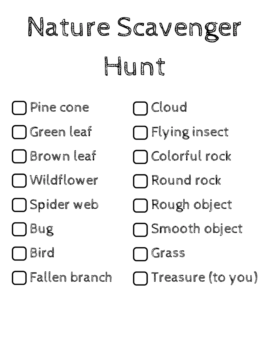 Family Fun Day Camp, Camping theme — nature scavenger hunt